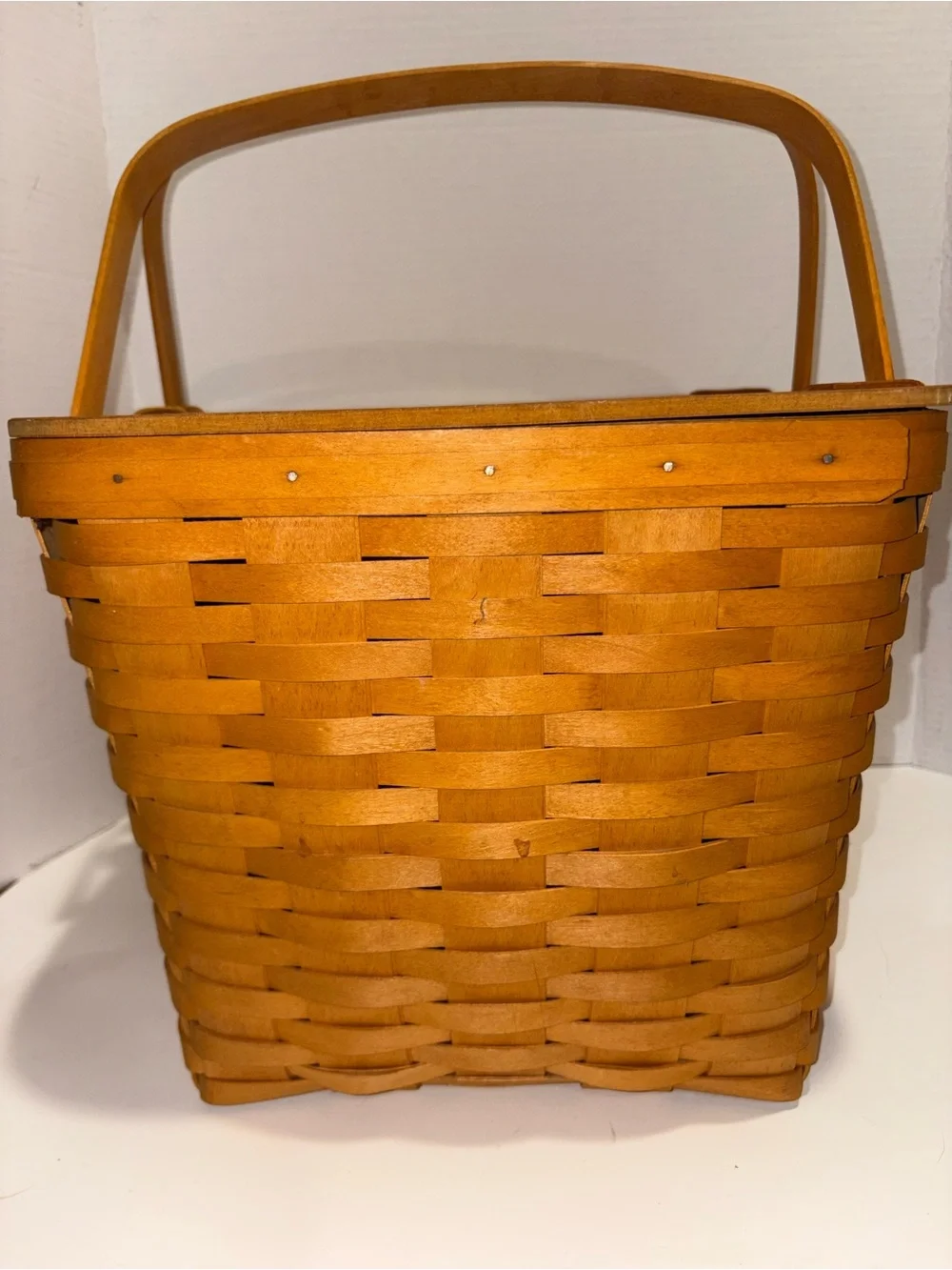 Longaberger 1999 Wooden Basket with Plastic Liner & Riser- Vintage 13x16.5